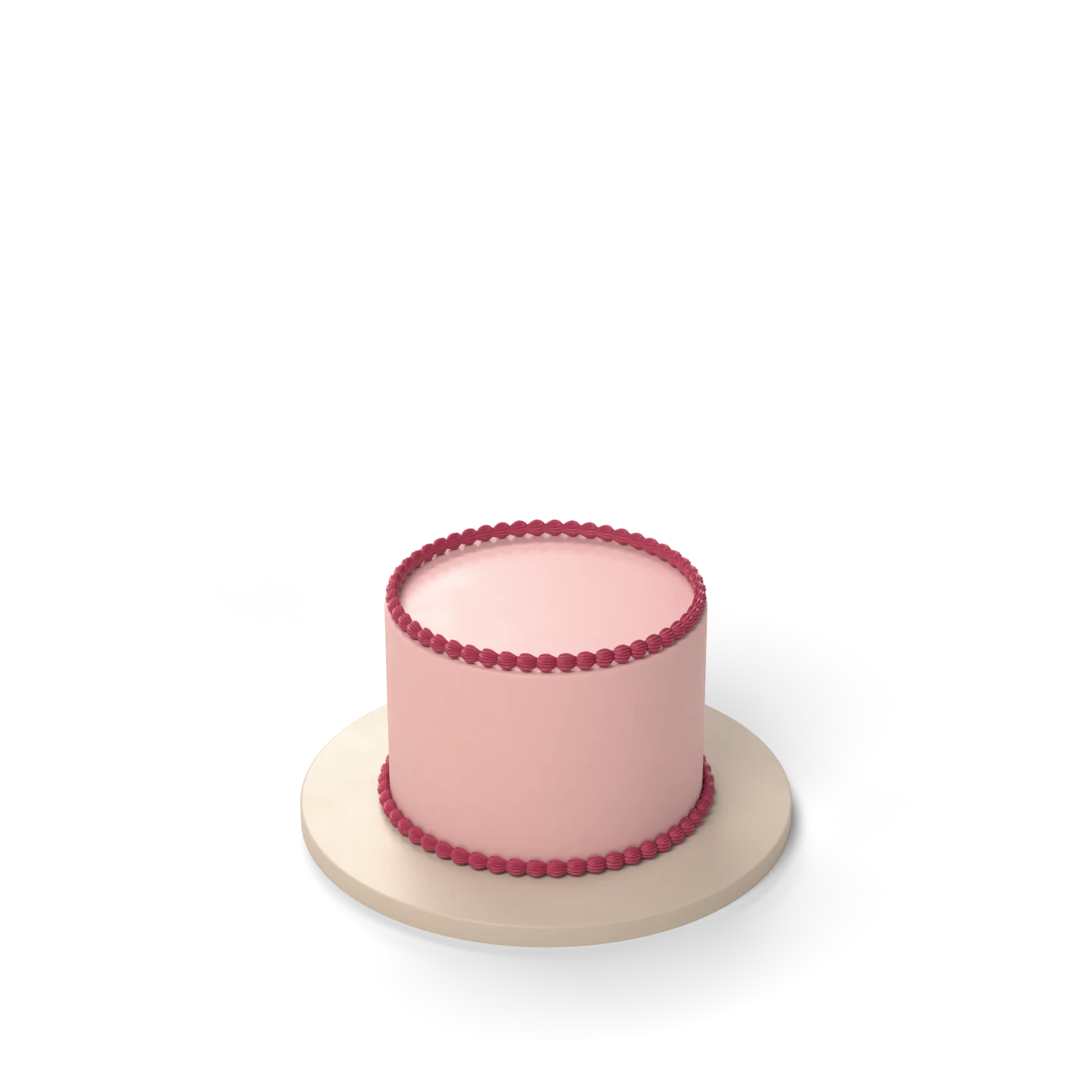 The tier in pink icing with raspberry shell borders.